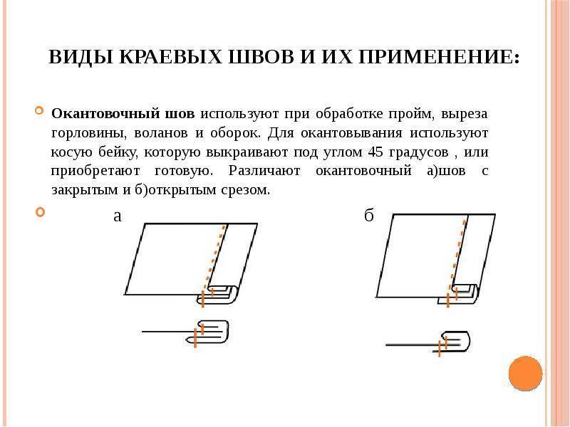 С закрытым срезом шов схема