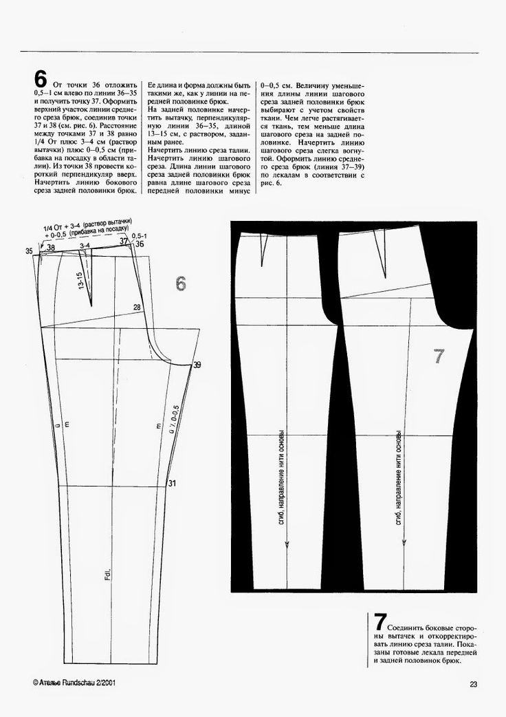 Выкройка брюк | построение выкройки женских брюк