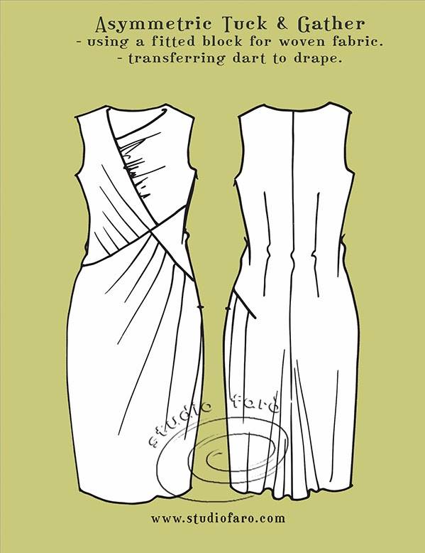 Платье с драпировками: фото выкроек с видео