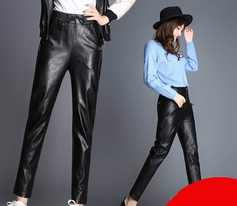 Кожаные брюки. с чем носить женские штаны, фото модных образов 2021