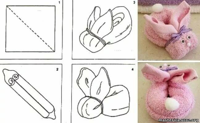 Как красиво сложить полотенце: лебедь, мишка и роза