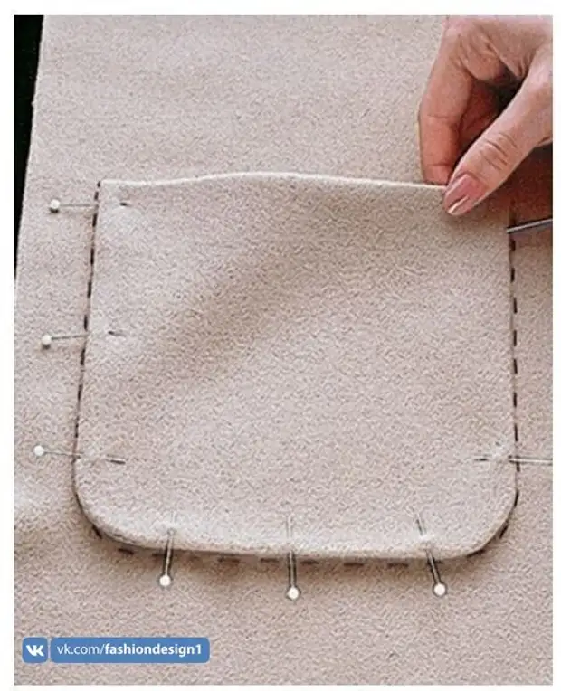Обработка накладного кармана: делаем на подкладке