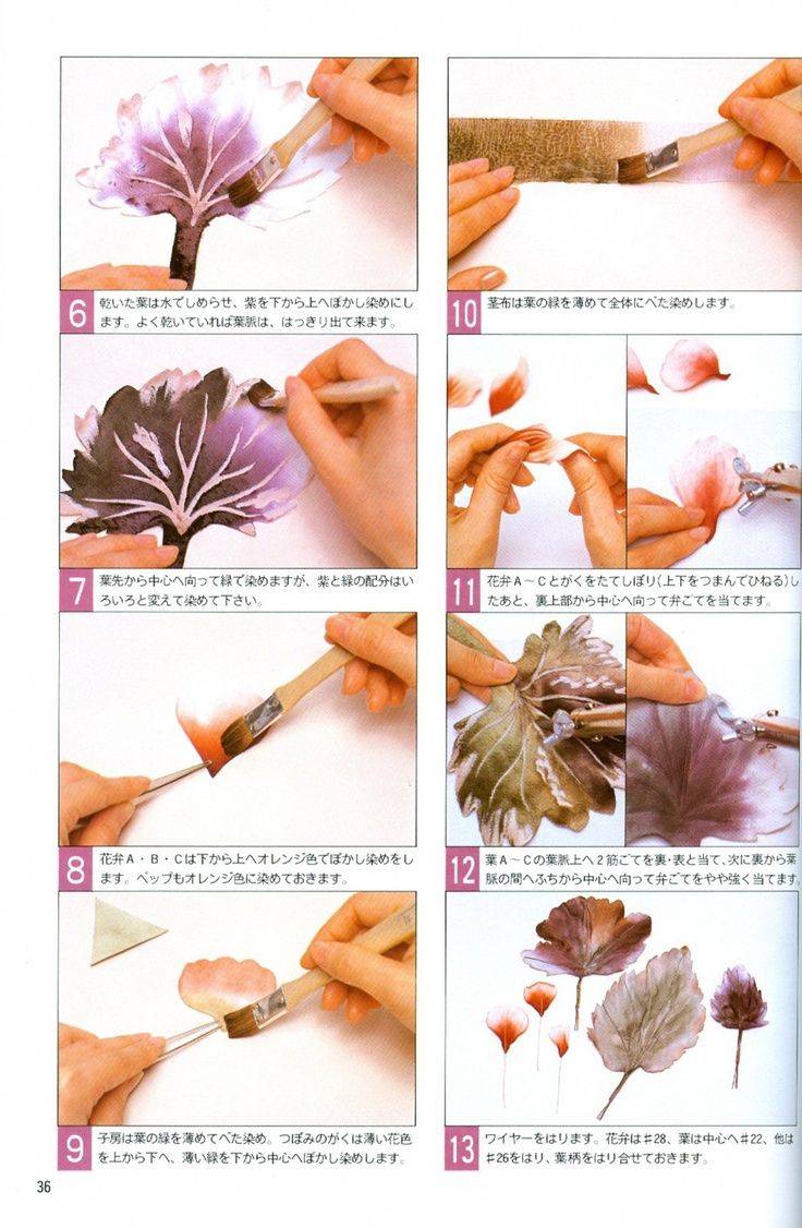 Как сделать листья для розы в японской технике цветоделия | vortex flowers