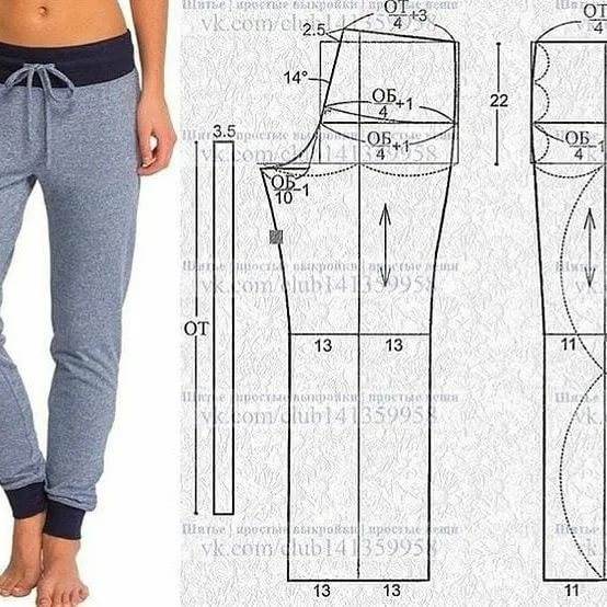Как сшить брюки женские на резинке своими руками: схема пошагово без выкройки