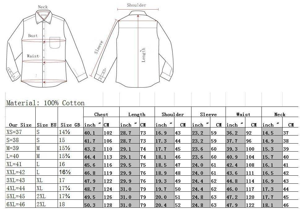 Таблицы размеров женских и мужских рубашек по странам и параметрам