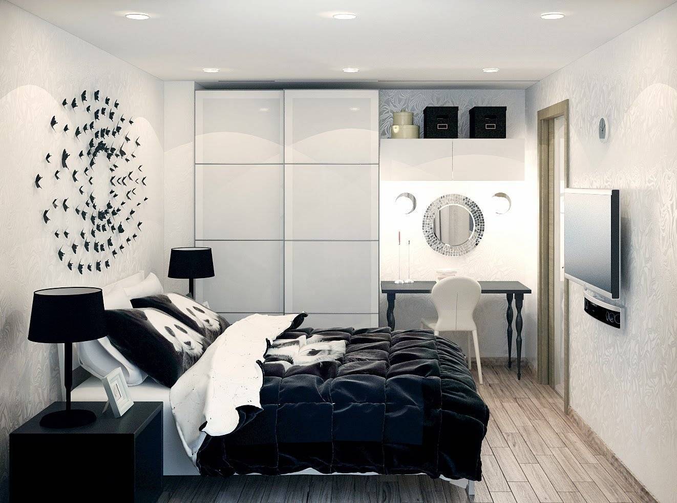 Декор комнаты в черно белом стиле