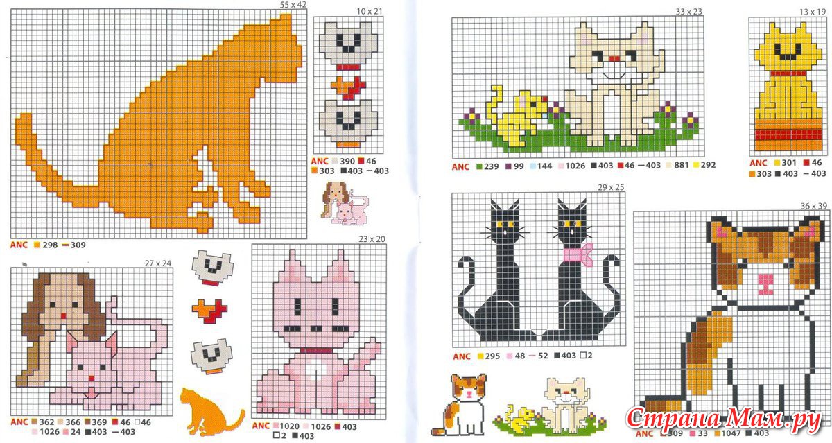 Обзор интересных схем для вышивки котов, кошек и котят