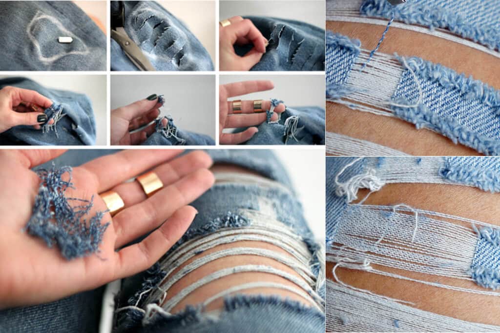 Как джинсы сделать рваными в домашних условиях пошагово фото