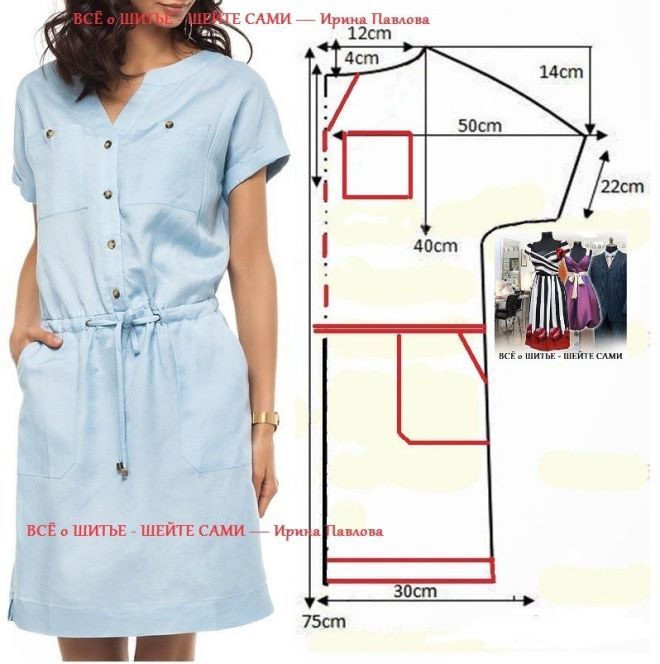 Выкройка платья с сборкой по горловине: 5 вариантов моделирования на основе базовой выкройки