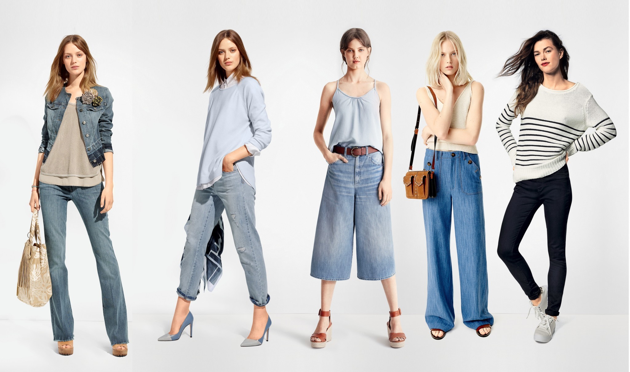 Широкие джинсы модели. Современная одежда для женщин. Джинсы разные фасоны. Разные стили одежды. Широкие джинсы.