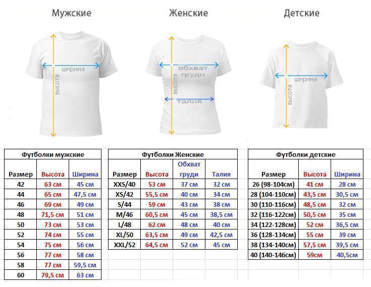 Как определить размер женских и мужских футболок: таблицы соответствий