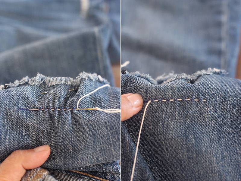 Зашить дырку на джинсах красиво: штопка на швейной машине между ног