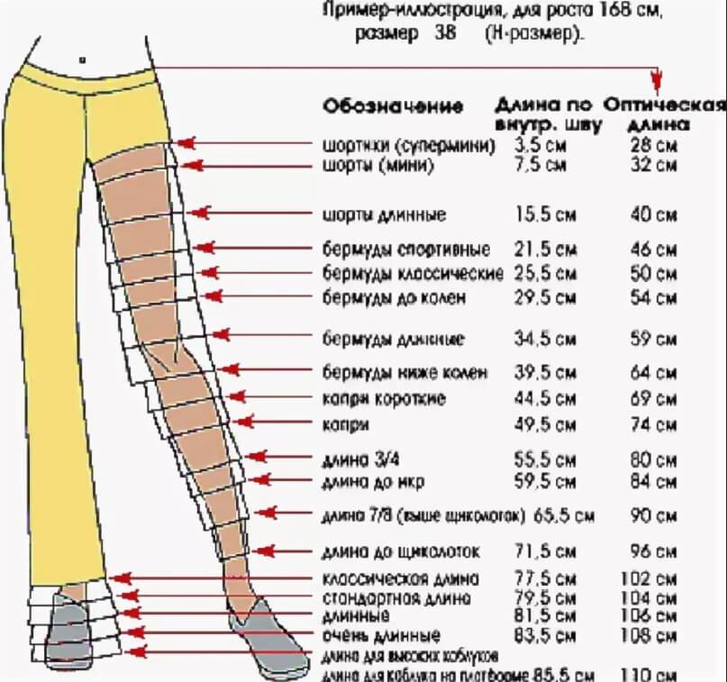 Длина брюк у женщин