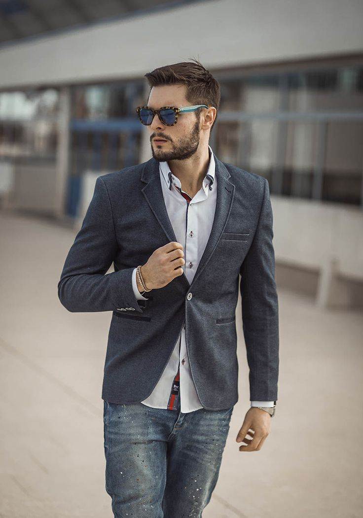 Пиджак кэжуал мужской с джинсами