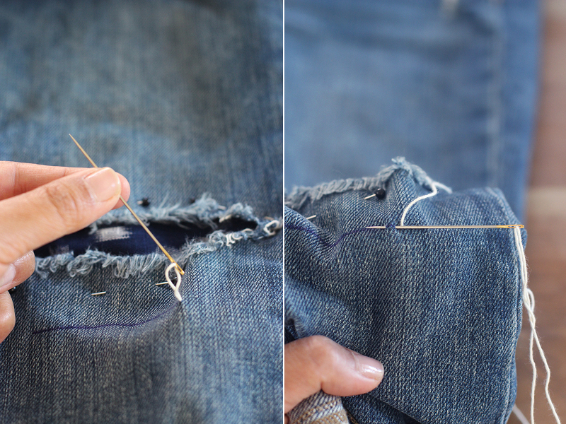 Как поставить заплатку на джинсы – зашиваем на коленке и между ног
