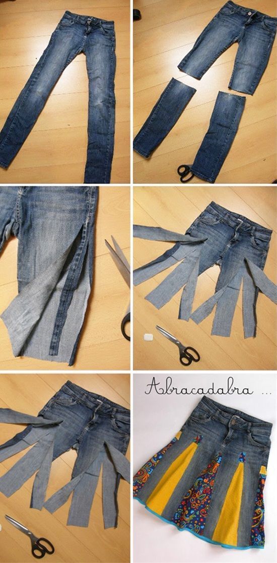 Как сшить джинсовую юбку для девочки из старых джинсов
