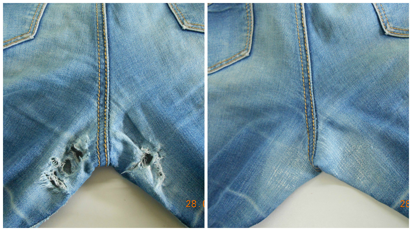 Как заштопать джинсы между ног на машинке или вручную: зашить или наложить заплатку, штуковку