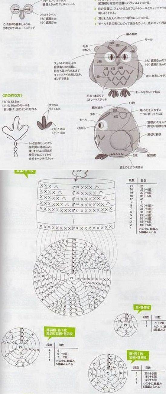 Вязание крючком игрушки для начинающих со схемами и описанием сова