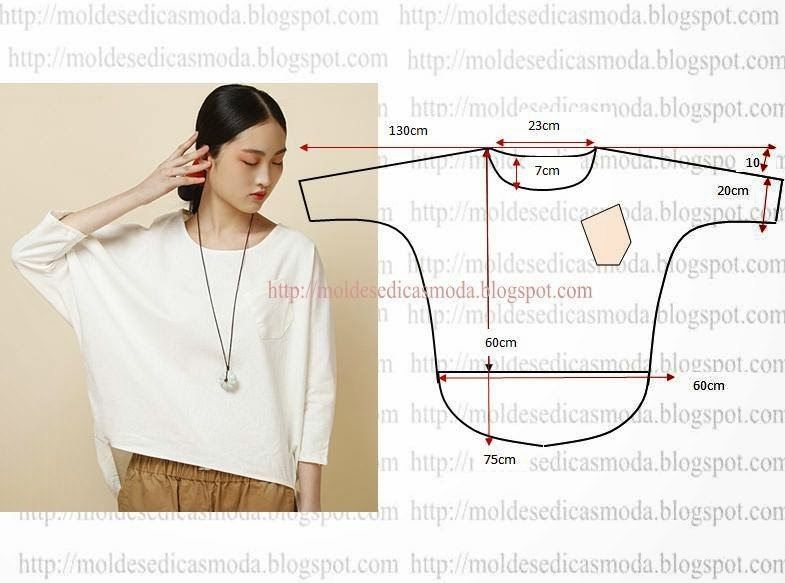 Выкройки блузок простого кроя с коротким рукавом или реглан разного размера