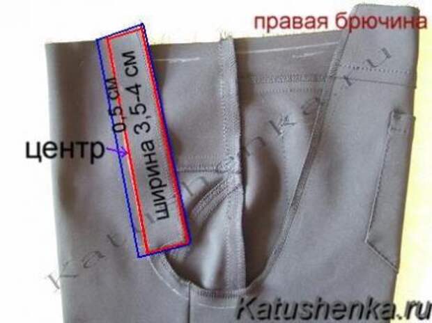 Обработка гульфика в мужских и женских брюках