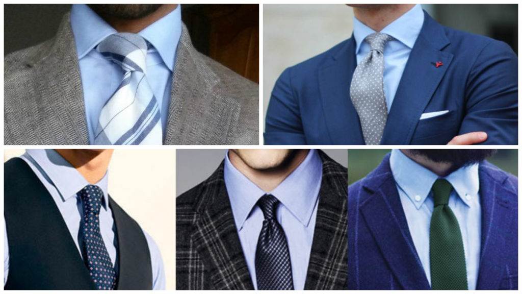 Как подобрать галстук под голубую рубашку
