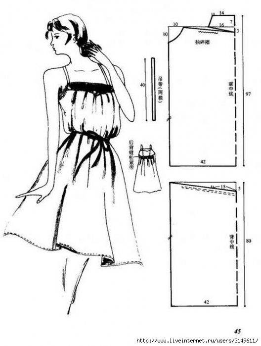 Выкройка домашнего платья на завязках