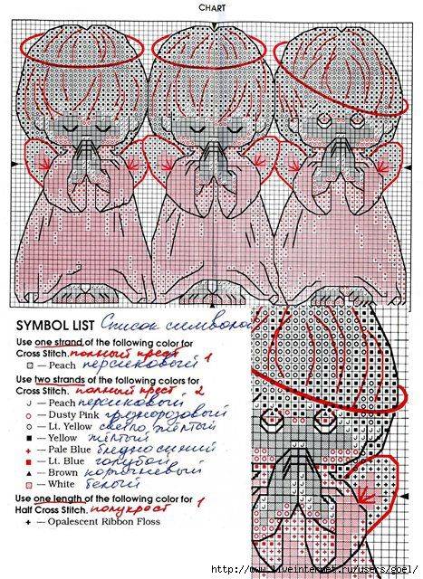 3 ангелочка вышивка схема - 81 фото