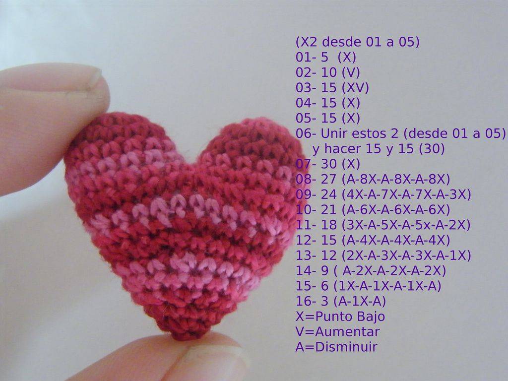 Сердечки валентинки крючком с описанием схемы