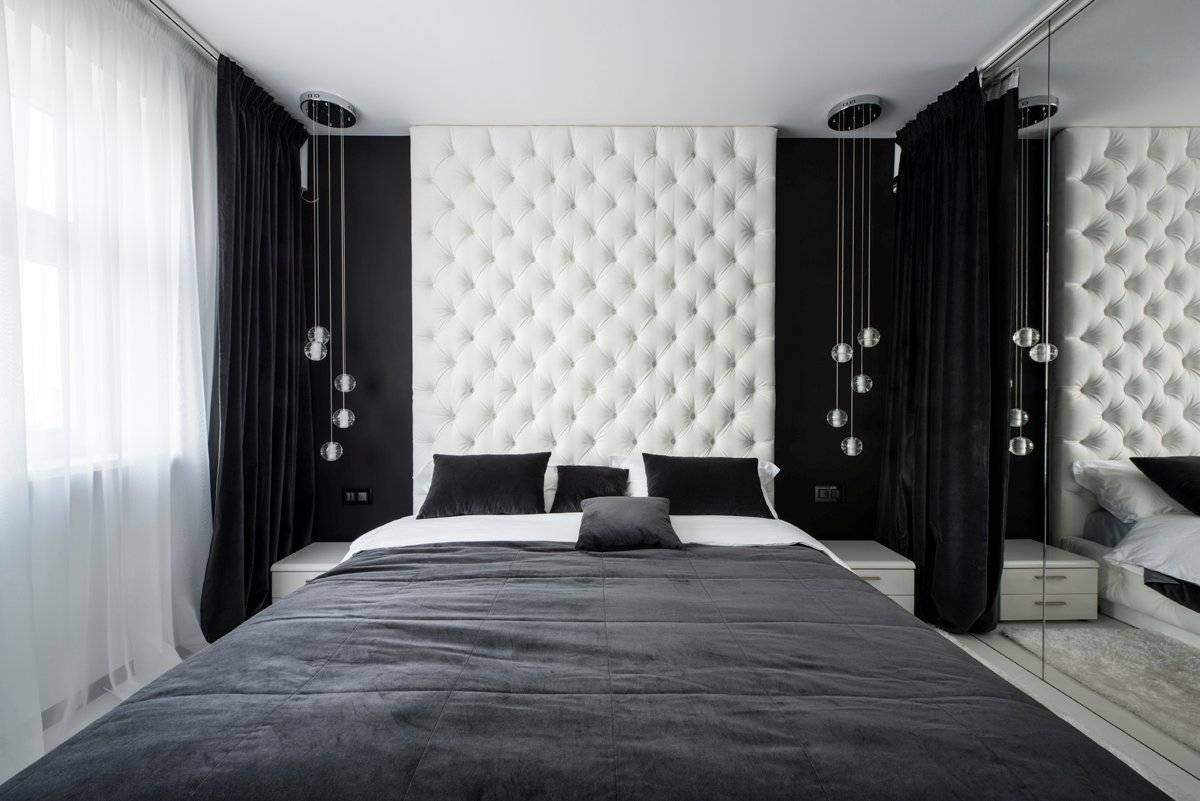 Черно-белая спальня: фото, примеры оформления