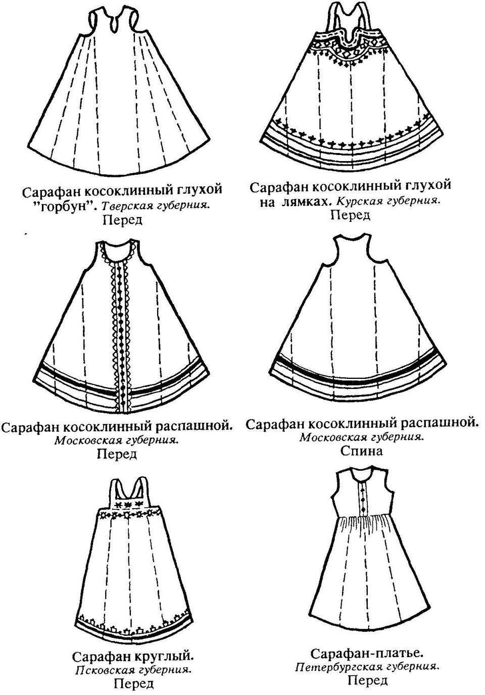 Русский народный косоклинный сарафан выкройка