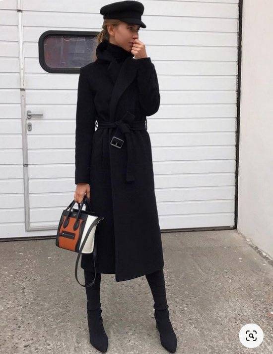 Черное пальто: с чем носить в этом сезоне — 50 модных сочетаний