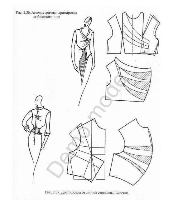 Выкройка платья с асимметричной драпировкой | выкройки одежды на pokroyka.ru
