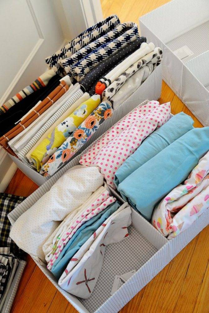 Как складывать постельное белье в шкафу