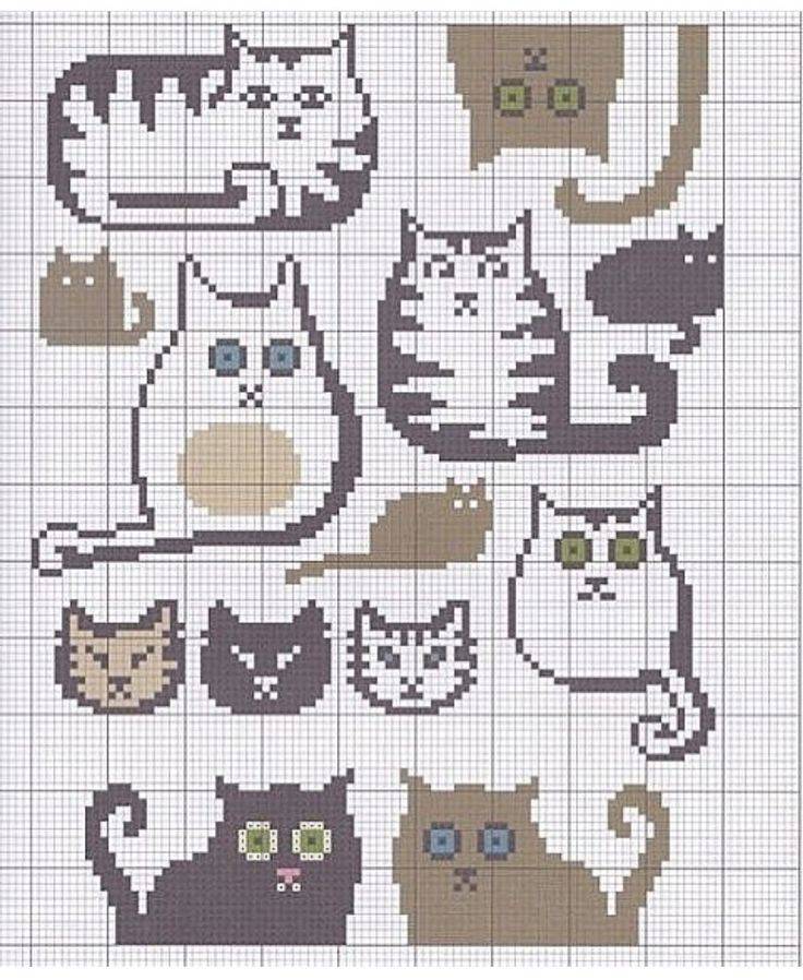 Вышивка крестиком: рисунки со схемами кошек для начинающих с фото и видео