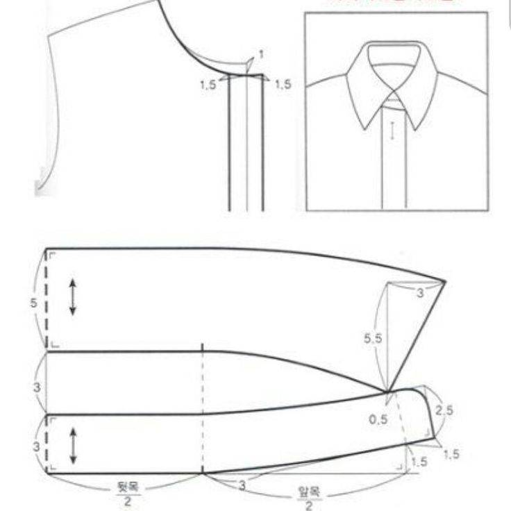 Выкройка блузки с воротником стойка