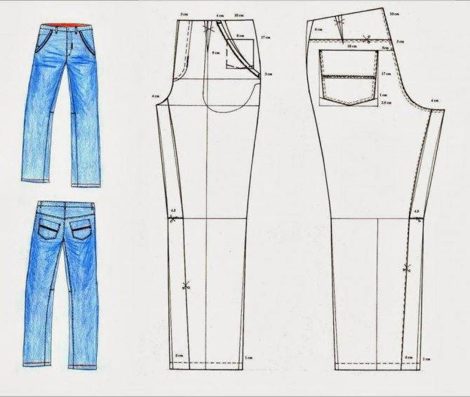 Выкройка женских джинс размеры 16-26