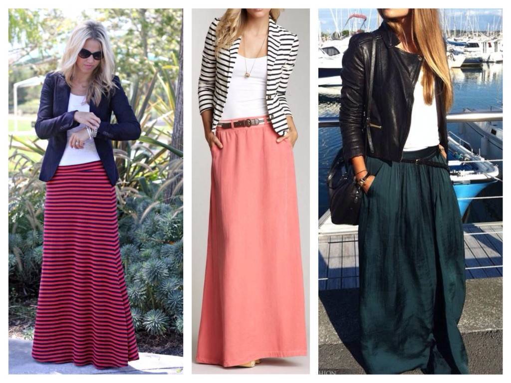 Летом очень популярны юбки макси: несколько простых, но очень стильных сочетаний