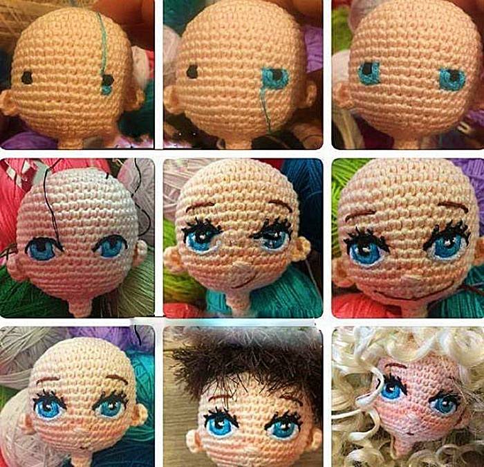 Как вышить глаза вязаной кукле или игрушке нитками мулине: мастер класс