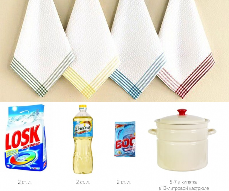 Отстирываем кухонные полотенца разными способами в домашних условиях