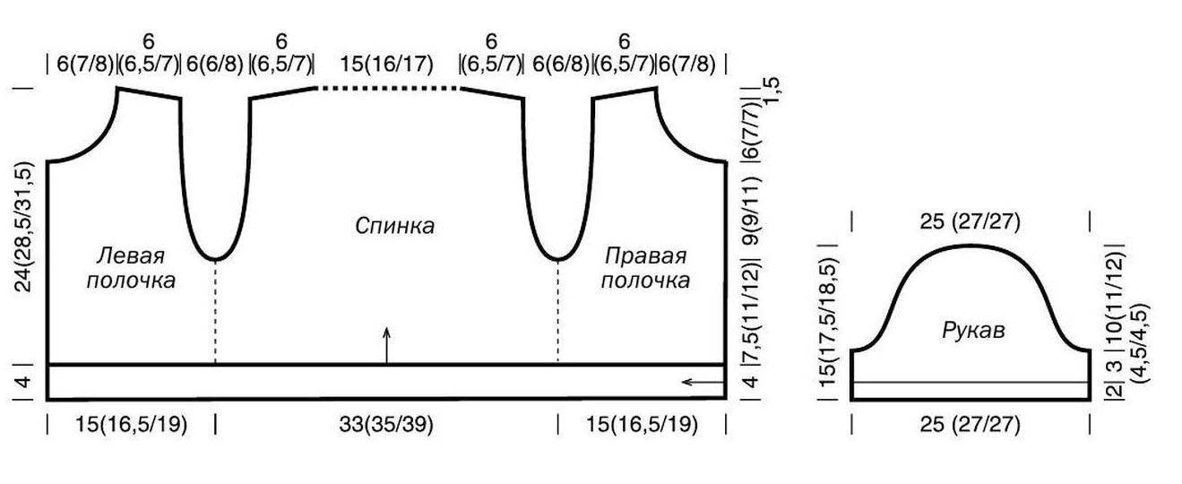 Простая схема болеро выкройка