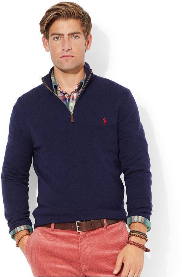 Как носится рубашка под мужской свитер?
