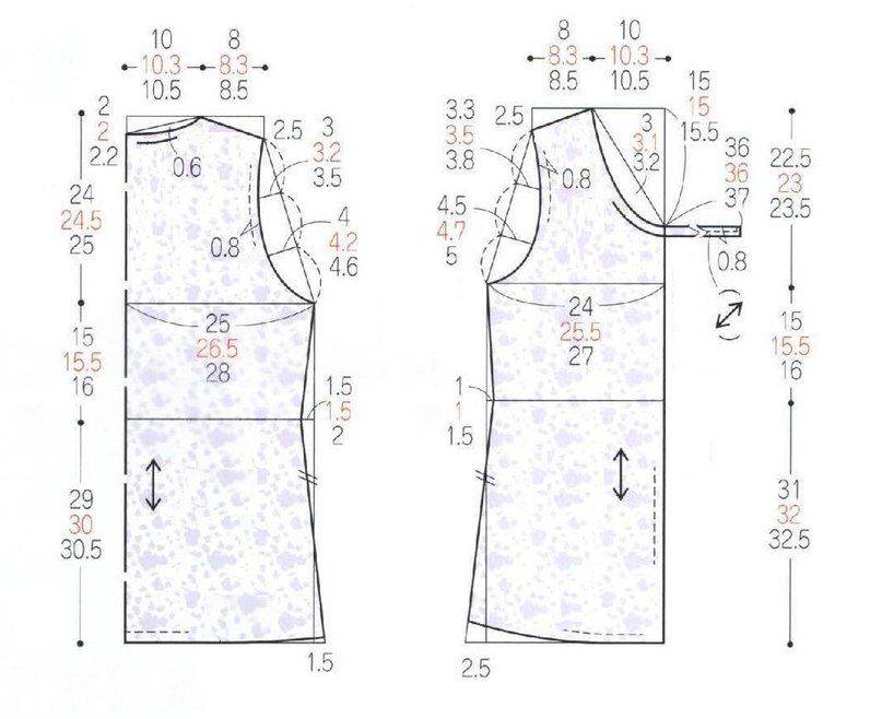 Выкройка платья на 50, 52, 54, 56, 58 и 60 размер в натуральную величину