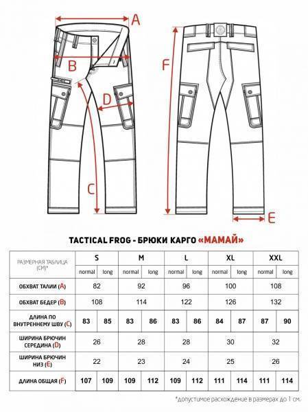 Таблица размеров мужских брюк и штанов