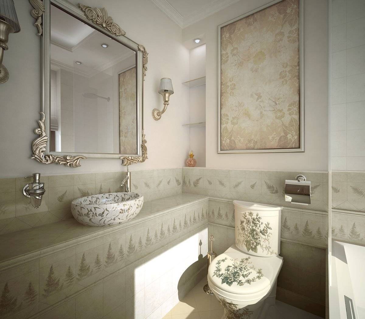 Ванная комната в стиле прованс, санузел с туалетом - 30 фото