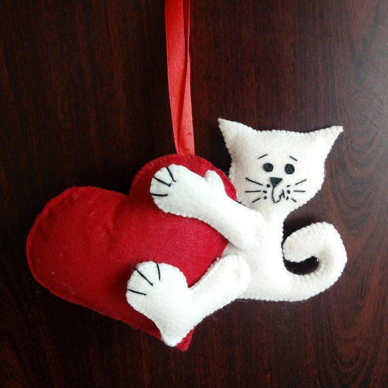 Мастер-класс игрушки из фетра кошки-валентинки сделай сам - клуб рукоделия три иголки
