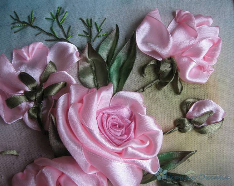 Вышиваем лентами розы. мастер-класс - russian-handmade.com
